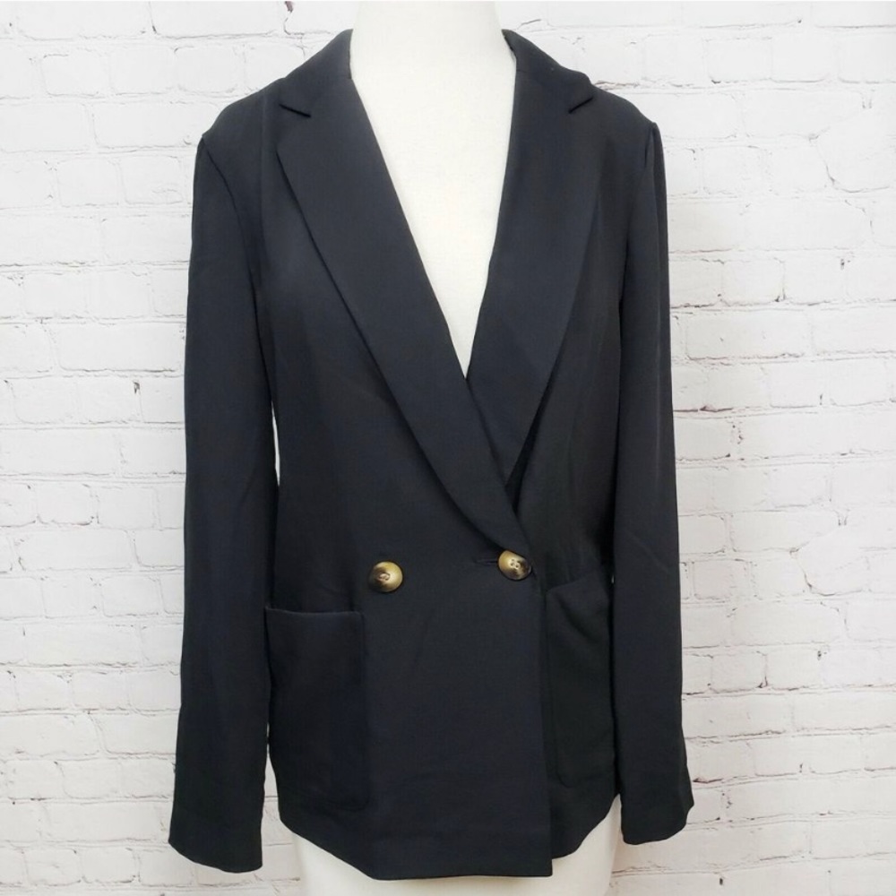 Topshop Double Breasted Slouch Geeta Blazer Black